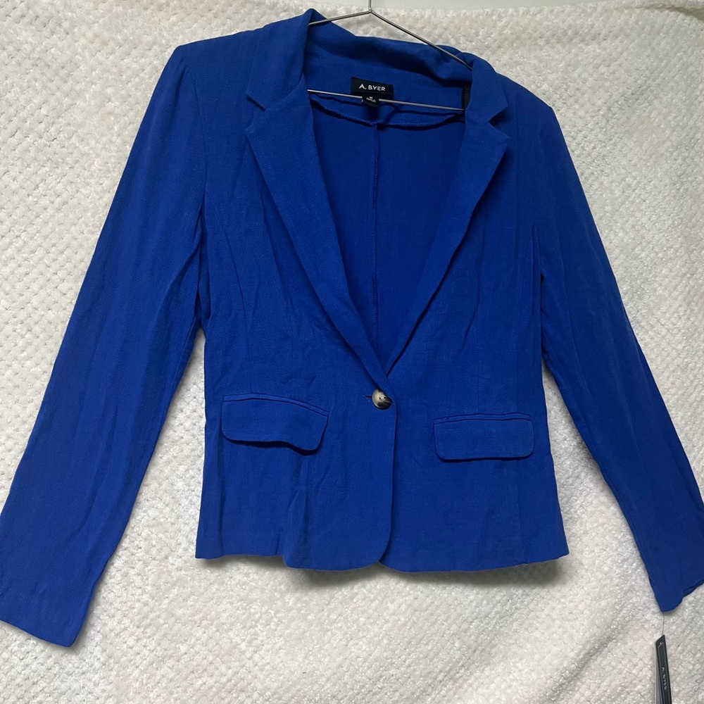 A. Byer Blazer Royal Blue Single Button Classic Career Office Womens Medium NWT